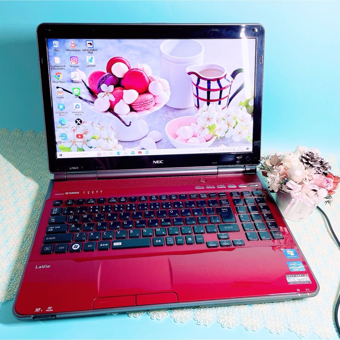 LAVIE ノートパソコン レッド Core i7 PC 大容量 美品✨ACアダプタ