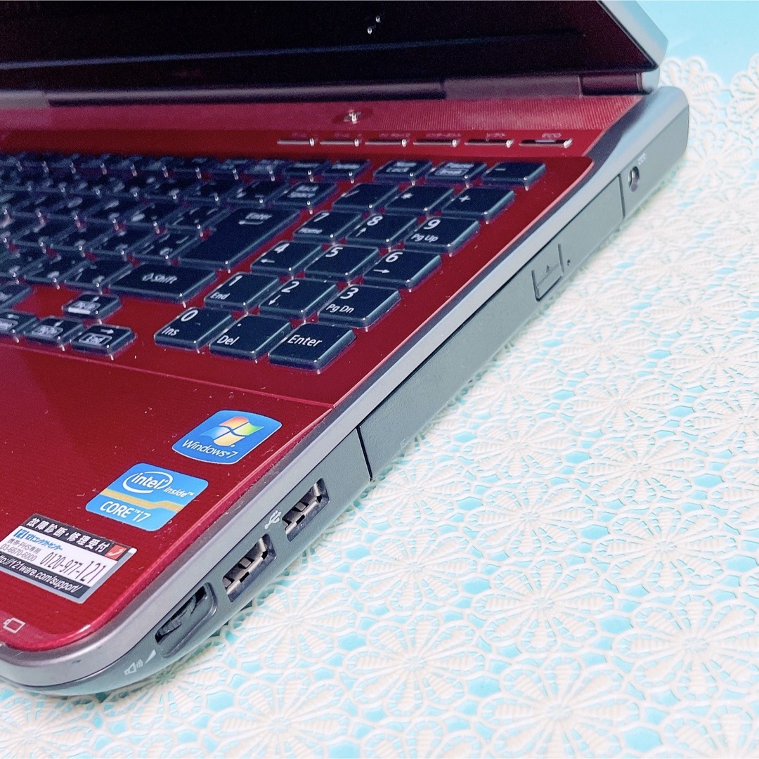 富士通 - すぐ使える❣️快適Core i7✨大容量！可愛い赤ノートパソコン 