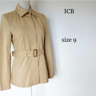 ICB - ICB ウエストベルト ステンカラーコート ジャケット ベージュ サイズ9