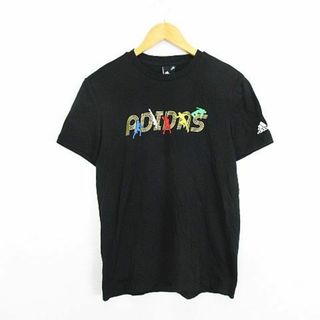 アディダス(adidas)のアディダス Tシャツ 半袖 クルーネック ロゴ 薄手 コットン L ブラック(Tシャツ/カットソー(半袖/袖なし))