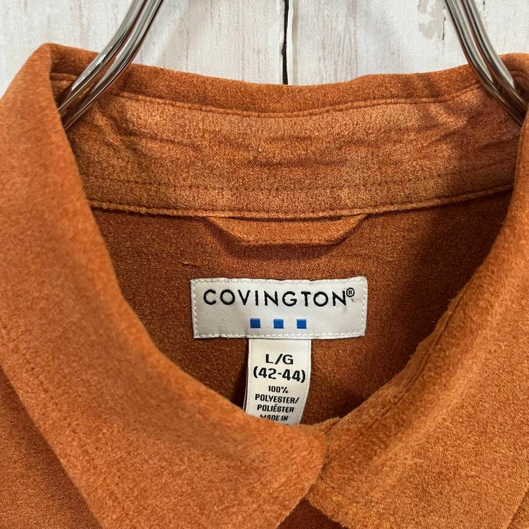 アメリカ古着　COVINGTON 長袖フェイクスエードシャツ　サイズLオレンジ メンズのトップス(シャツ)の商品写真