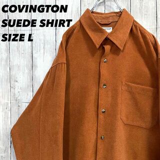 アメリカ古着　COVINGTON 長袖フェイクスエードシャツ　サイズLオレンジ(シャツ)