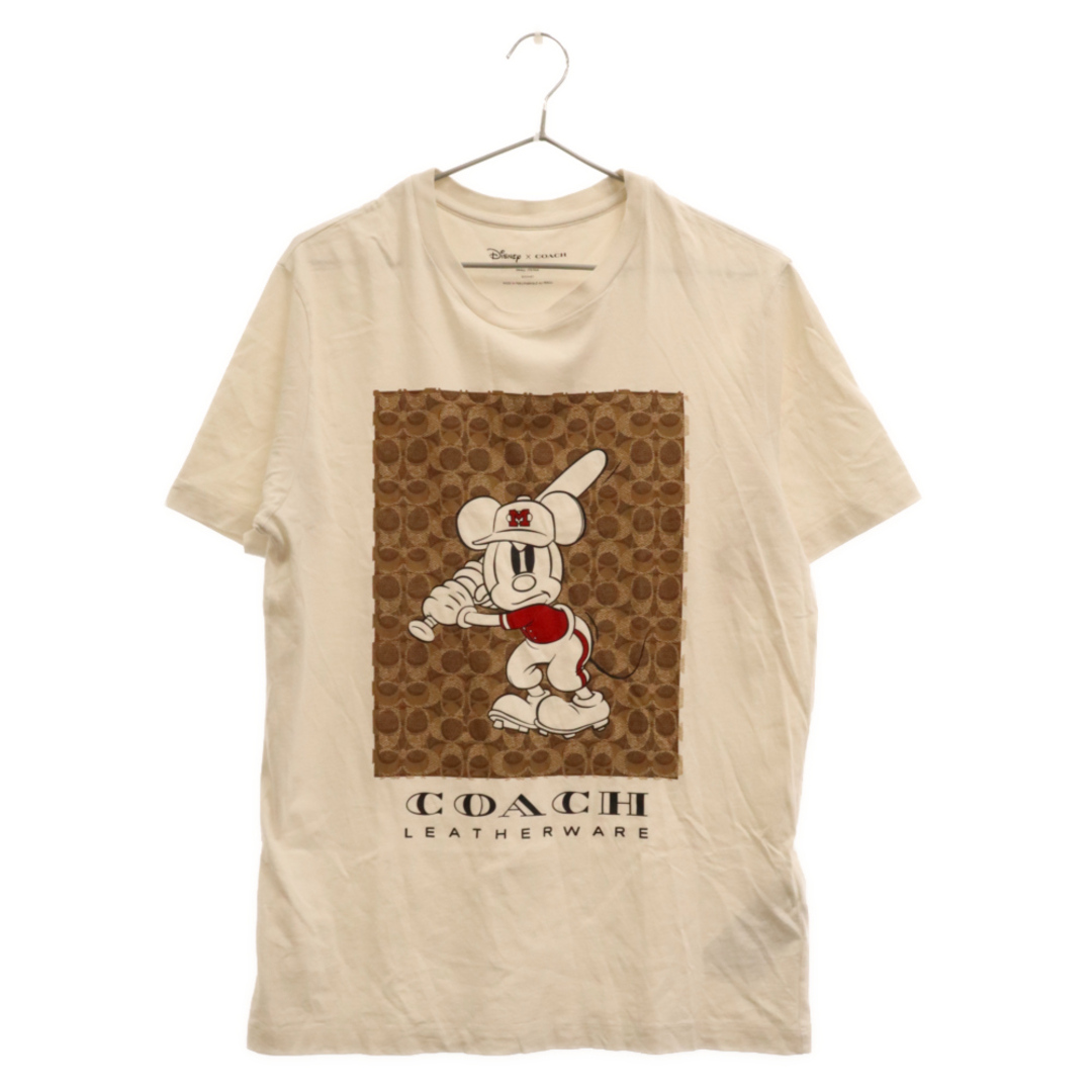 665センチ身幅COACH コーチ ×DISNEY ベースボール ミッキーマウス シグネチャー 半袖Tシャツ アイボリー