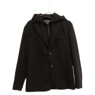 エンポリオアルマーニ(Emporio Armani)のEMPORIO ARMANI エンポリオアルマーニ VISCOSE-BLEND HOOD JACKET フーデッド テーラードジャケット 6R1G73 ブラック(テーラードジャケット)