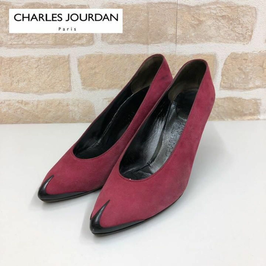 CHARLES JOURDAN(シャルルジョルダン)の良品　シャルルジョルダン　パンプス　レッド系　スウェード　22.5㎝程 レディースの靴/シューズ(ハイヒール/パンプス)の商品写真