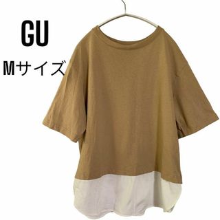 ジーユー(GU)の[ジーユー] レイヤード　トップス　Mサイズ　サマーシャツ　コットン　半袖　夏(カットソー(半袖/袖なし))