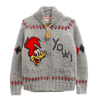 ヒステリックグラマー(HYSTERIC GLAMOUR)のHYSTERIC GLAMOUR ヒステリックグラマー ×WOODY WOODPECKER ジップアップカウチンニットセーター 0253ND11 ウッディーウッドペッカー グレー(ニット/セーター)