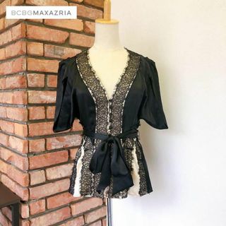 ビーシービージーマックスアズリア(BCBGMAXAZRIA)の1回　マックスアズリア　ボレロ　カーディガン　パーティ　結婚式　シルク100(カーディガン)