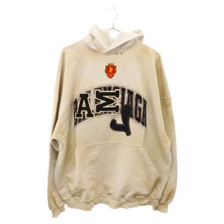 バレンシアガ(Balenciaga)のBALENCIAGA バレンシアガ 23SS SKATER HOODIE 739024 TOVN3 クラッシュダスト加工ワッペンプルオーバーパーカーフーディー ベージュ(パーカー)