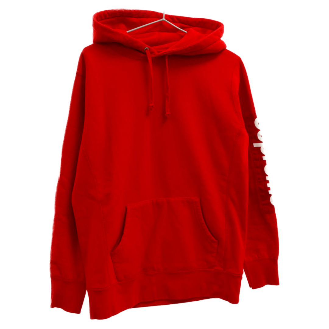 SUPREME シュプリーム 17SS Sleeve Patch Hooded Sweatshirt スリーブパッチ プルオーバーパーカー レッド435センチ袖丈