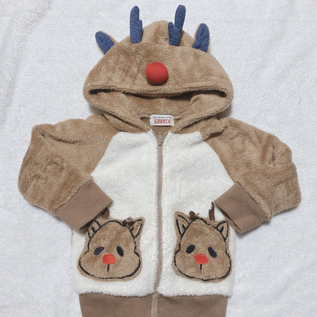 トナカイパーカー　クリスマス　コスプレ　サンタ キッズ/ベビー/マタニティのキッズ服女の子用(90cm~)(カーディガン)の商品写真