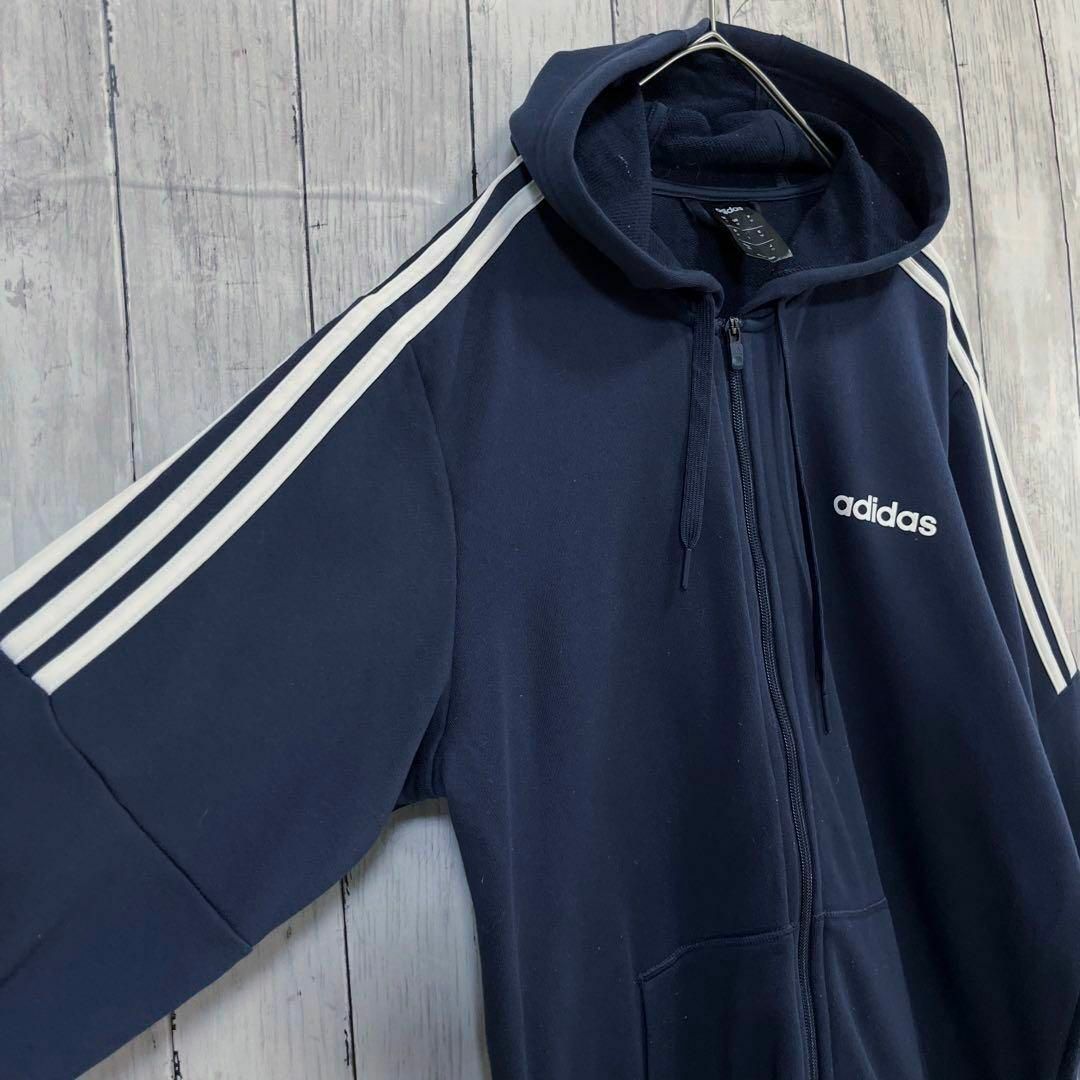 adidas(アディダス)のメンズ古着ADIDASアディダス　ジップアッププリントスエットパーカー　サイズM メンズのトップス(パーカー)の商品写真