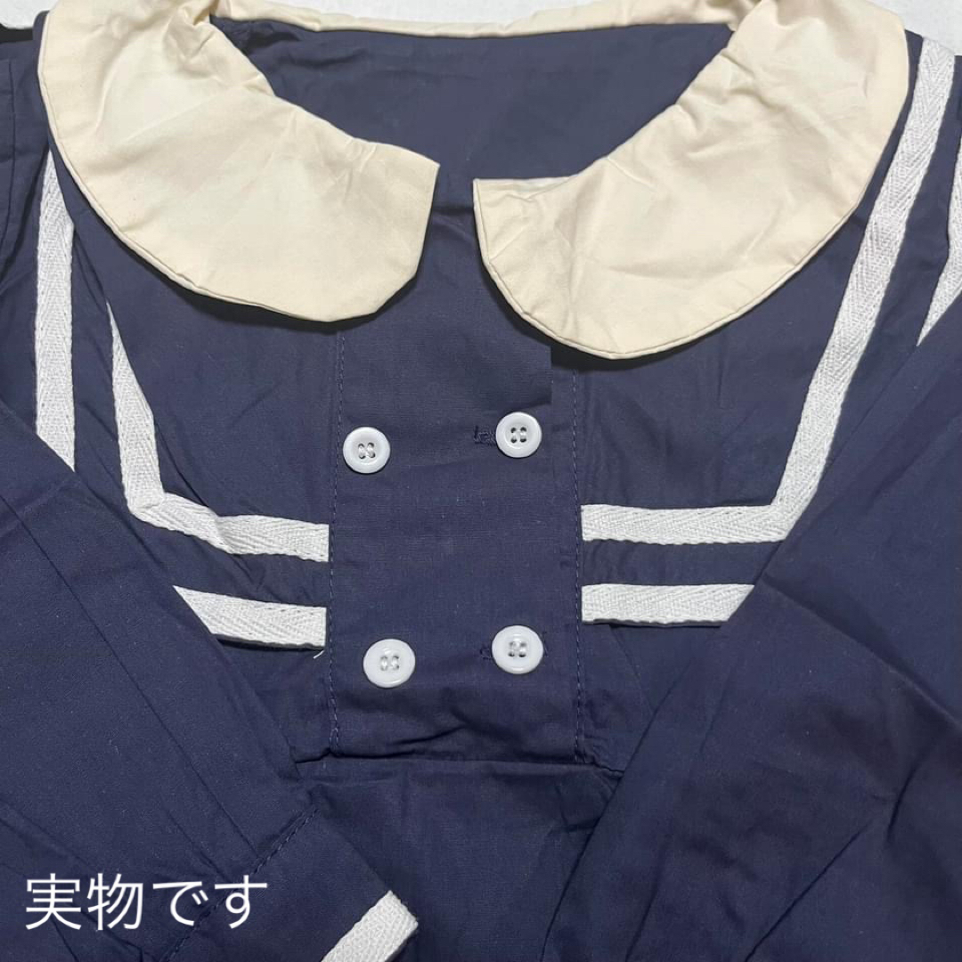 130 新品 未使用 制服風 セーラー ワンピース おでかけ 長袖 清楚 キッズ/ベビー/マタニティのキッズ服女の子用(90cm~)(ワンピース)の商品写真