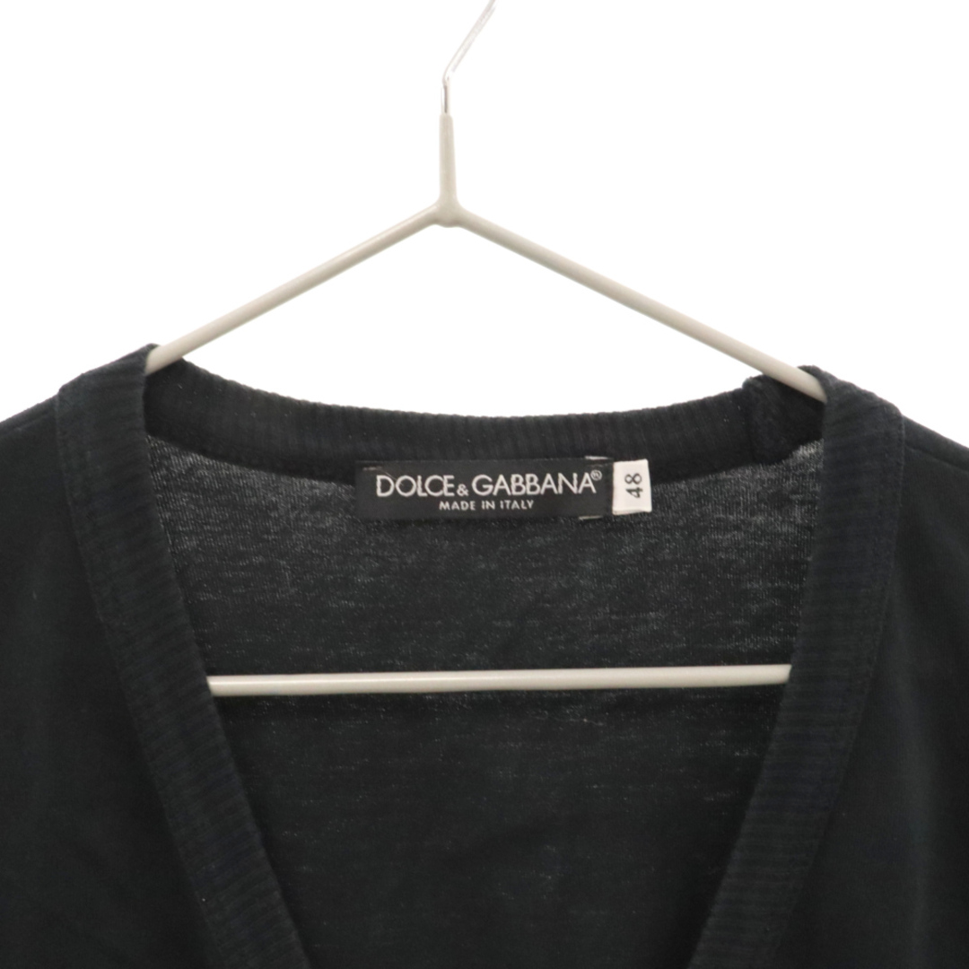 DOLCE&GABBANA(ドルチェアンドガッバーナ)のDOLCE & GABBANA ドルチェアンドガッバーナ エンブレム ロゴ Vネック 半袖 カットソー Tシャツ ブラック TJ09 メンズのトップス(Tシャツ/カットソー(半袖/袖なし))の商品写真