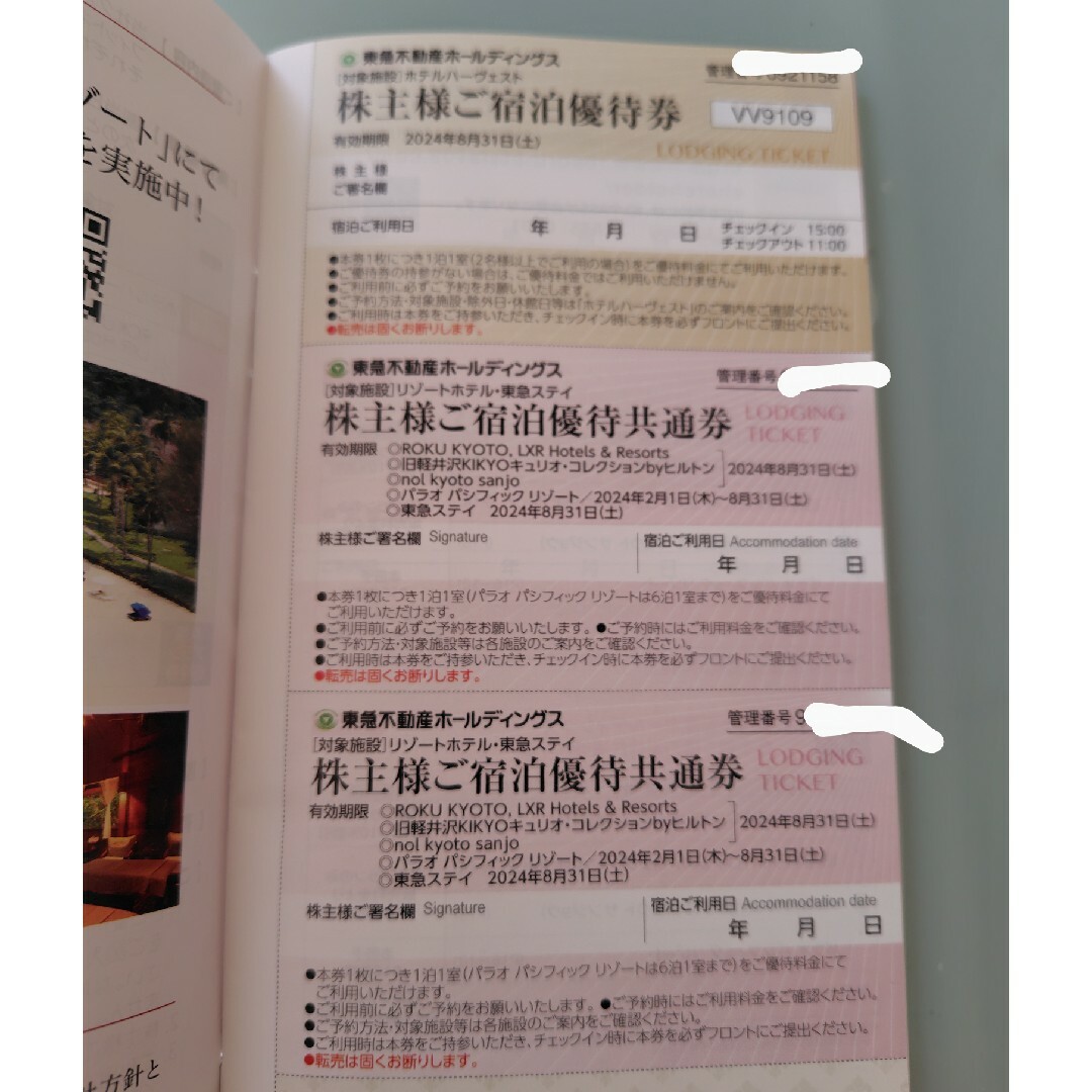 【最新版】東急不動産株主優待券100株 チケットの優待券/割引券(宿泊券)の商品写真