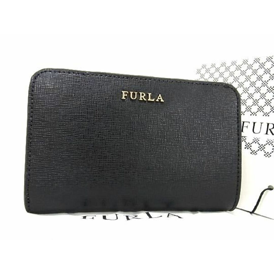 レザーサイズ■新品■未使用■ FURLA フルラ レザー 二つ折り 財布 ウォレット 小銭入れ 札入れ レディース ブラック系 BE8371