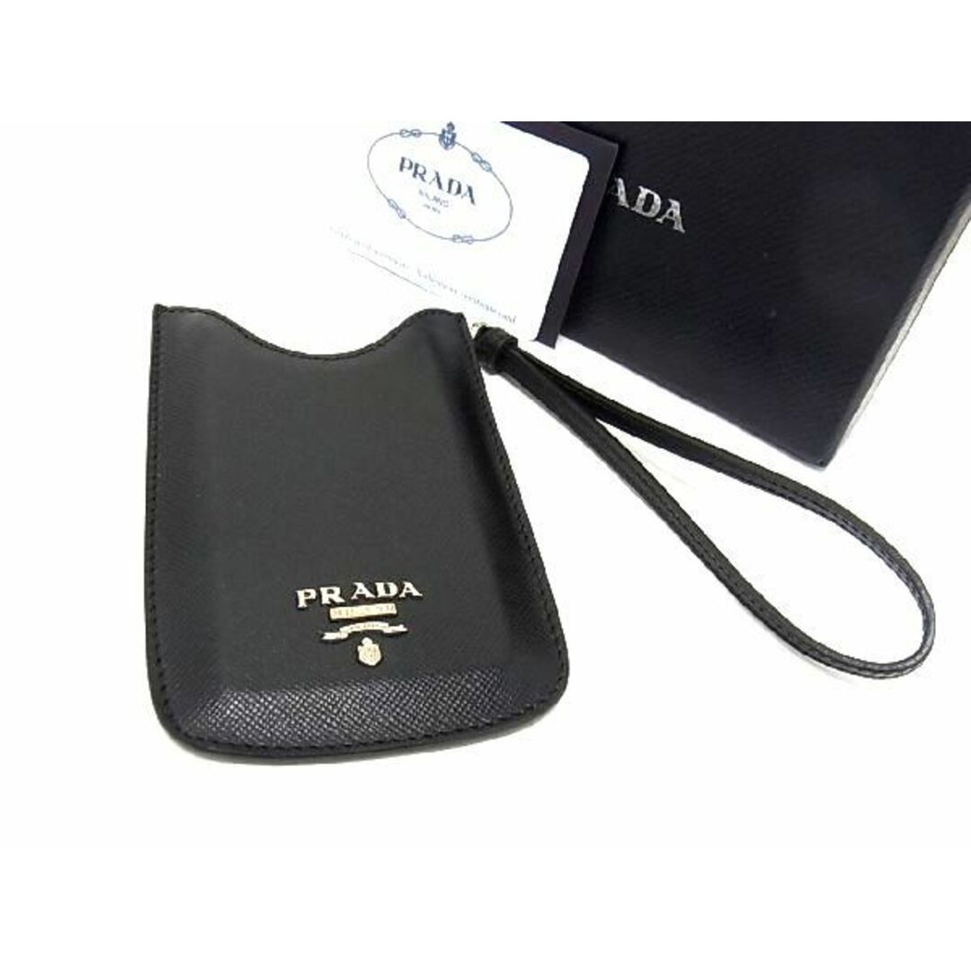 ■新品■未使用■ PRADA プラダ 1N1552 サフィアーノレザー iPodケース iPodカバー レディース メンズ ブラック系 AT0603状態