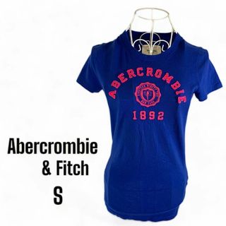 アバクロンビーアンドフィッチ(Abercrombie&Fitch)の[アバクロビーアンドフィッチ] フェルトロゴ Ｔシャツ   肌ざわり抜群　ブルー(Tシャツ(半袖/袖なし))