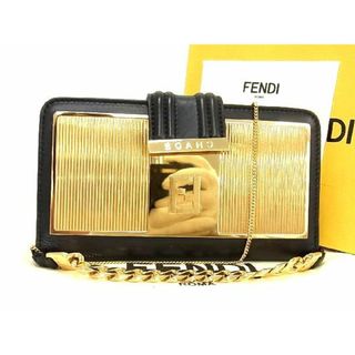 フェンディ(FENDI)の■美品■ FENDI フェンディ レザー iPhone 11Pro 対応 チェーン アイフォンケース スマホケース ブラック系×ゴールド系 AR9627 (その他)