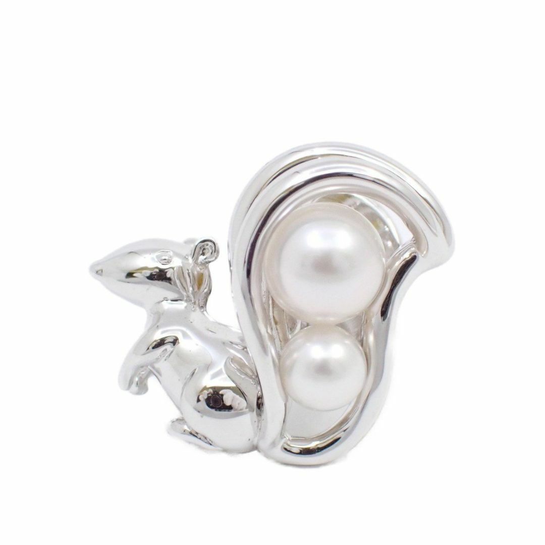 【美品】MIKIMOTO ミキモト リス ピンブローチ シルバー/パール2粒約56g付属品