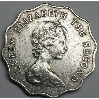 ヴィンテージ香港2ドル1975年エリザベス2世戴冠させたライオン ホタテ波形(貨幣)