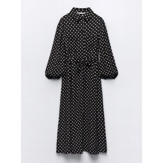 ザラ(ZARA)のドットプリントミディワンピース　ZARA(ロングワンピース/マキシワンピース)