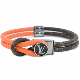 ルイヴィトン(LOUIS VUITTON)の本物 ルイヴィトン LOUIS VUTTON LV ブラスレ ループイット モノグラム ブレスレット レザー メタル ブラウン オレンジ ブラック M8091 アクセサリー ジュエリー 中古(ブレスレット/バングル)