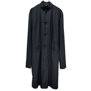 ブラックコムデギャルソン(BLACK COMME des GARCONS)のBLACK COMME des GARCONS 21AW ウールポリエステルストライプチャイナロングジャケット シャツコート 釈迦ボタン 1H-J026(その他)