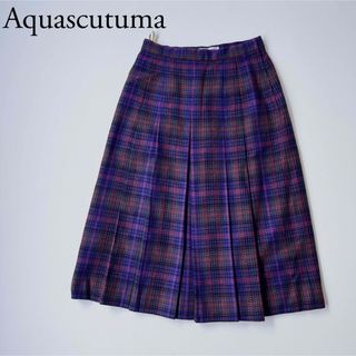 アクアスキュータム(AQUA SCUTUM)の美品　Aquascutum アクアスキュータム　チェックロングスカート　プリーツ(ロングスカート)