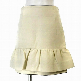 マルニ(Marni)のマルニ スカート ひざ丈 タイト ペプラム レザー使い 白 アイボリー I36(ひざ丈スカート)