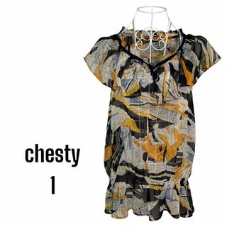 チェスティ(Chesty)の[チェスティ] 派手　総柄　トップス　サイズ1  半袖　カジュアル　美品　半袖(カットソー(半袖/袖なし))