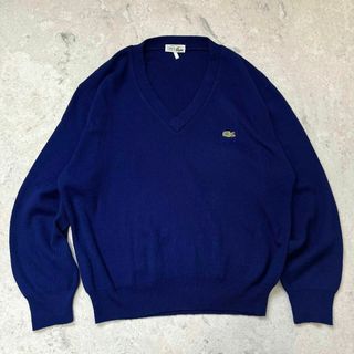 ラコステ(LACOSTE)の【70年代 フレンチラコステ】フランス製XL Vネックニット セーター ネイビー(ニット/セーター)