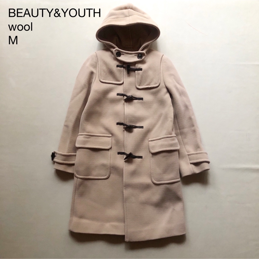 BEAUTY&YOUTH UNITED ARROWS(ビューティアンドユースユナイテッドアローズ)の486美品ビューティ＆ユース4.5万ウールダッフルコートMライトベージュ レディースのジャケット/アウター(ダッフルコート)の商品写真