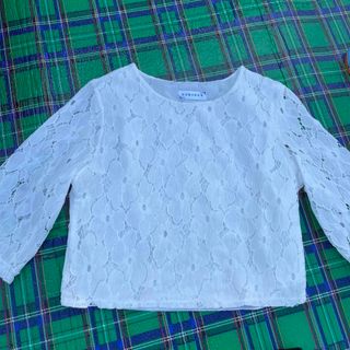 トップス　白刺繍(カットソー(長袖/七分))