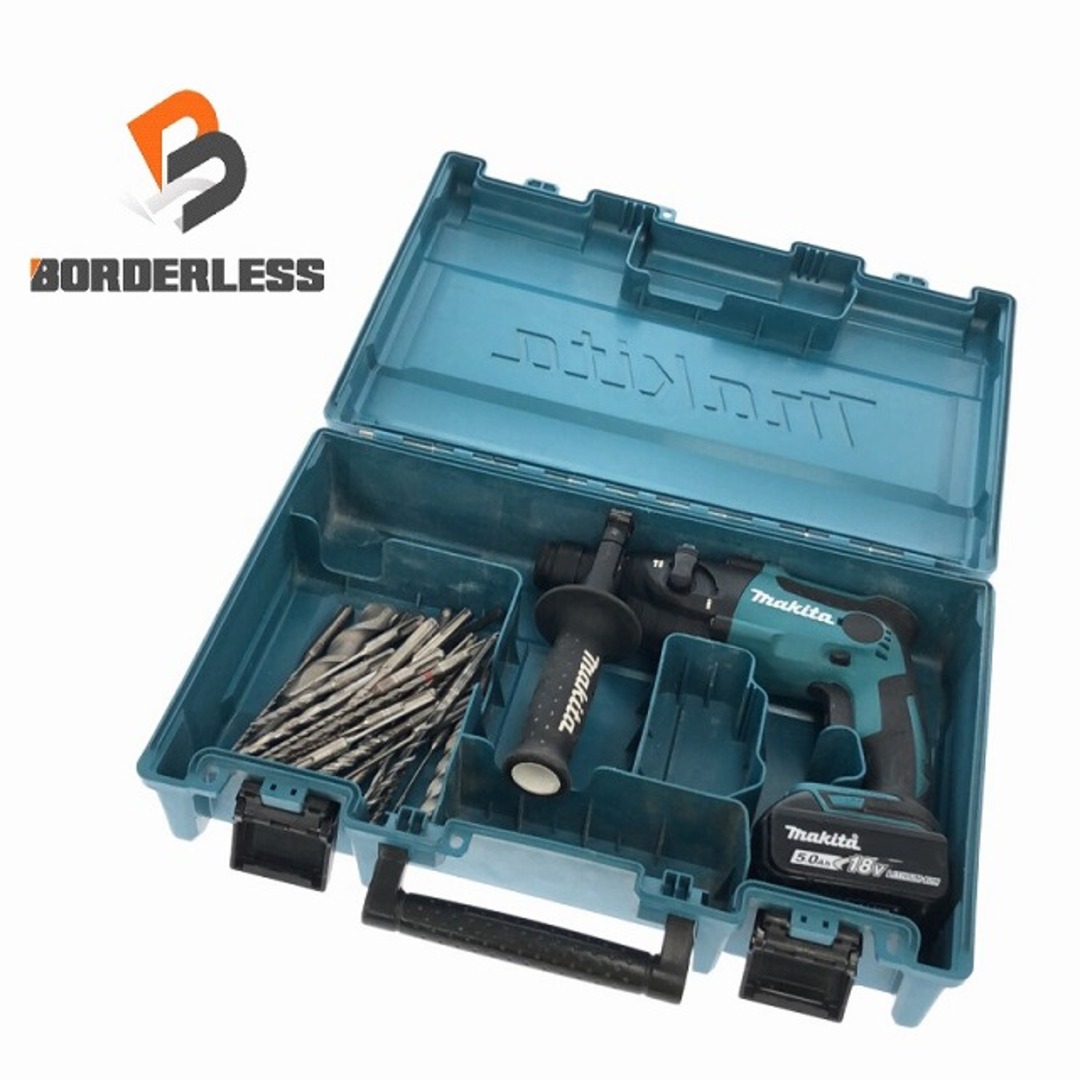 ☆品☆makita マキタ 18V 16mm 充電式ハンマドリル HR165D 5.0Ahバッテリー1個(BL1850B) ケース付 コードレス ハンマードリル 82993バイク