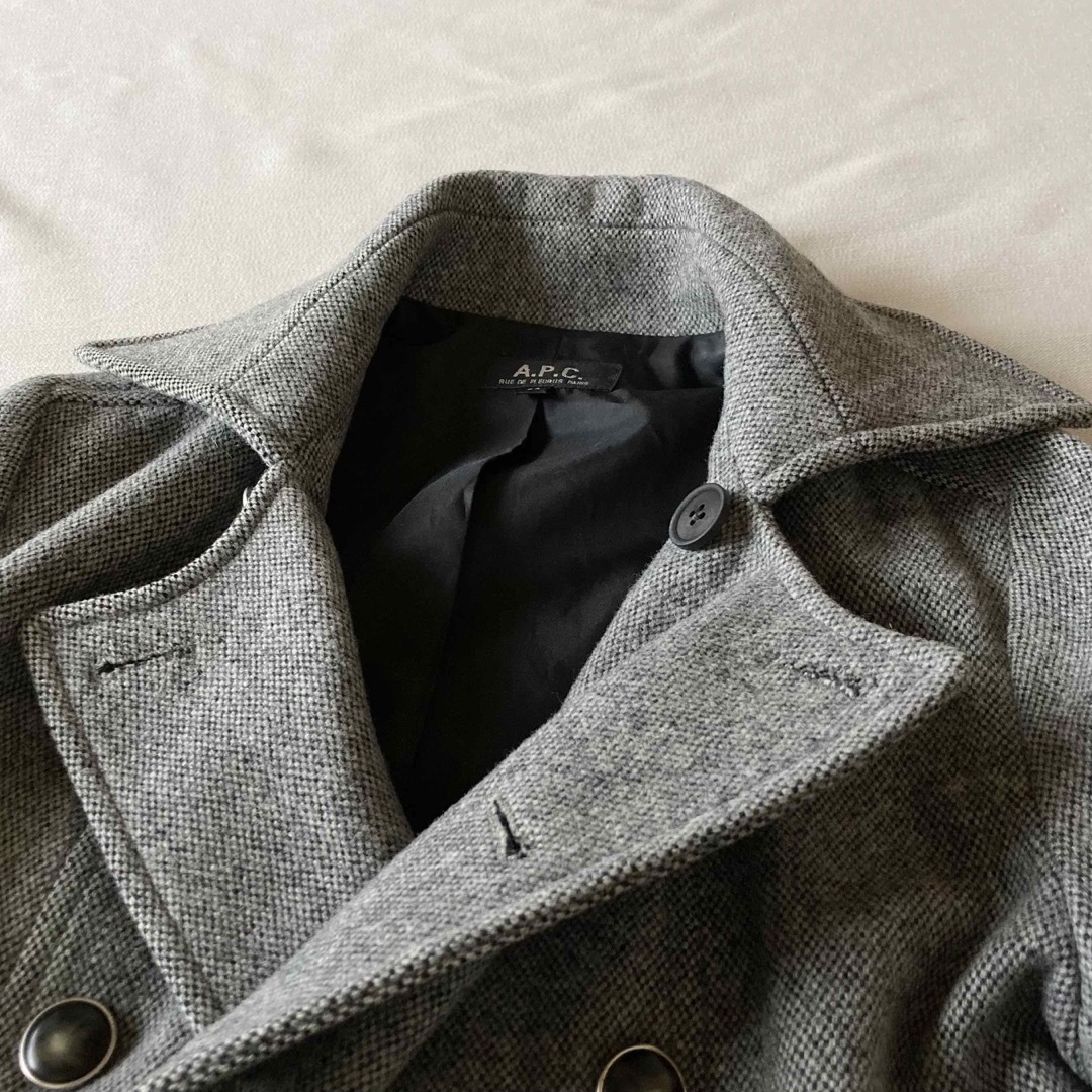 A.P.C - APC ウール ツイード ダブルブレスト ロング コート 36 A.P.C - APC ウール ツイード ダブルブレスト ロング コート 36