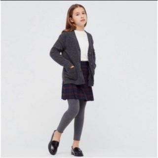 ユニクロ(UNIQLO)のユニクロ　スフレニットVネックロングカーディガン　130 140(カーディガン)