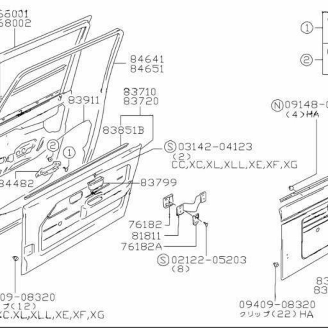 スズキ(スズキ)のスズキ ジムニー  フロントドア ウェザストリップ イン アウト ラン セット 自動車/バイクの自動車(車種別パーツ)の商品写真