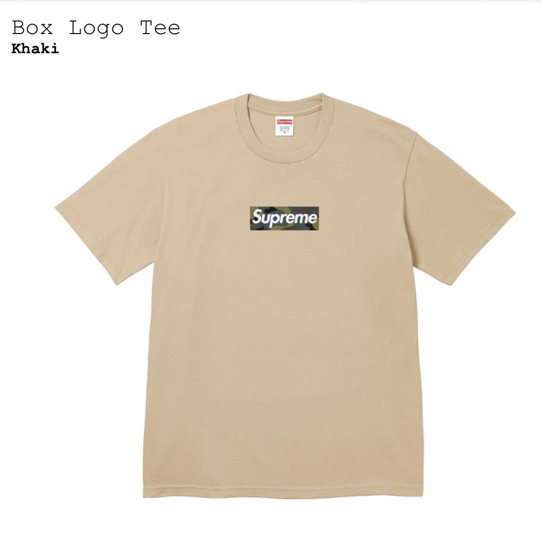 即発送 M supreme box logo tee khakiTシャツ/カットソー(半袖/袖なし)