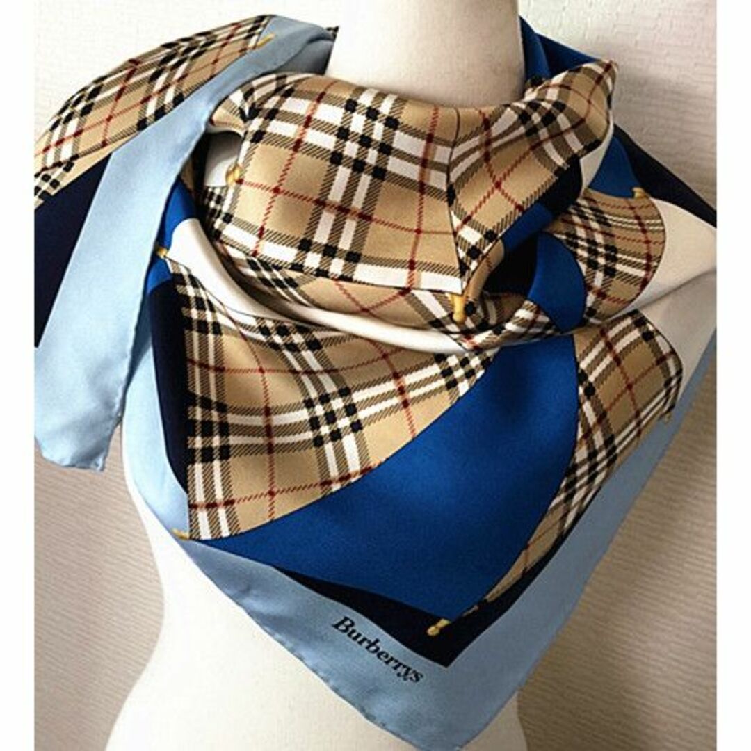 BURBERRY(バーバリー)の超美品 稀少柄 BURBERRYS バーバリーズ 人気傘柄 大判 シルクスカーフ レディースのファッション小物(バンダナ/スカーフ)の商品写真