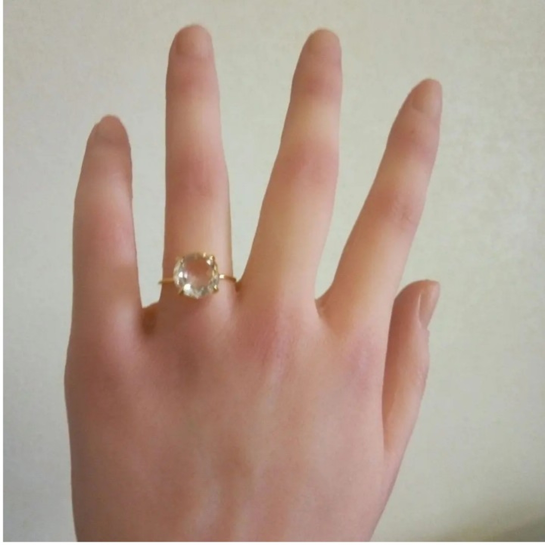 水晶（クリスタル）10×10㎜ラウンドリング指輪★ハンドメイド レディースのアクセサリー(リング(指輪))の商品写真