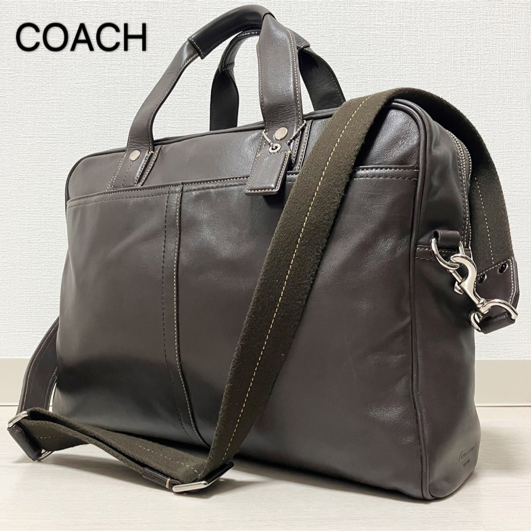 COACH コーチ ビジネスバッグ 2way レザー 二層 ダークブラウン COACH コーチ ビジネスバッグ 2way レザー 二層 ダークブラウン