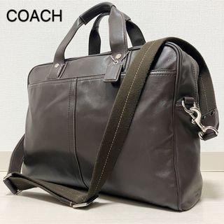 コーチ(COACH)のCOACH コーチ ビジネスバッグ 2way レザー 二層 ダークブラウン(ビジネスバッグ)