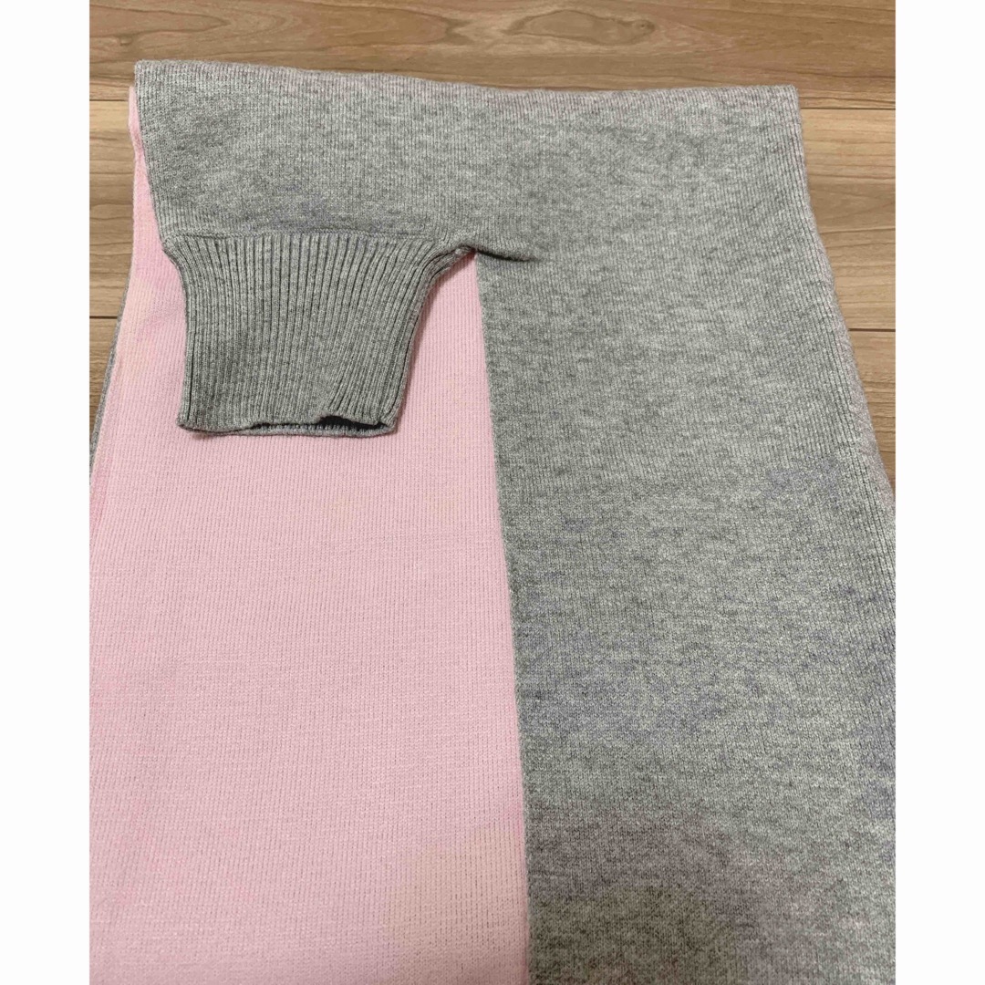 ストール風カーディガン ショール 羽織 コーディガン 大きめ グレー×ピンク レディースのファッション小物(ストール/パシュミナ)の商品写真