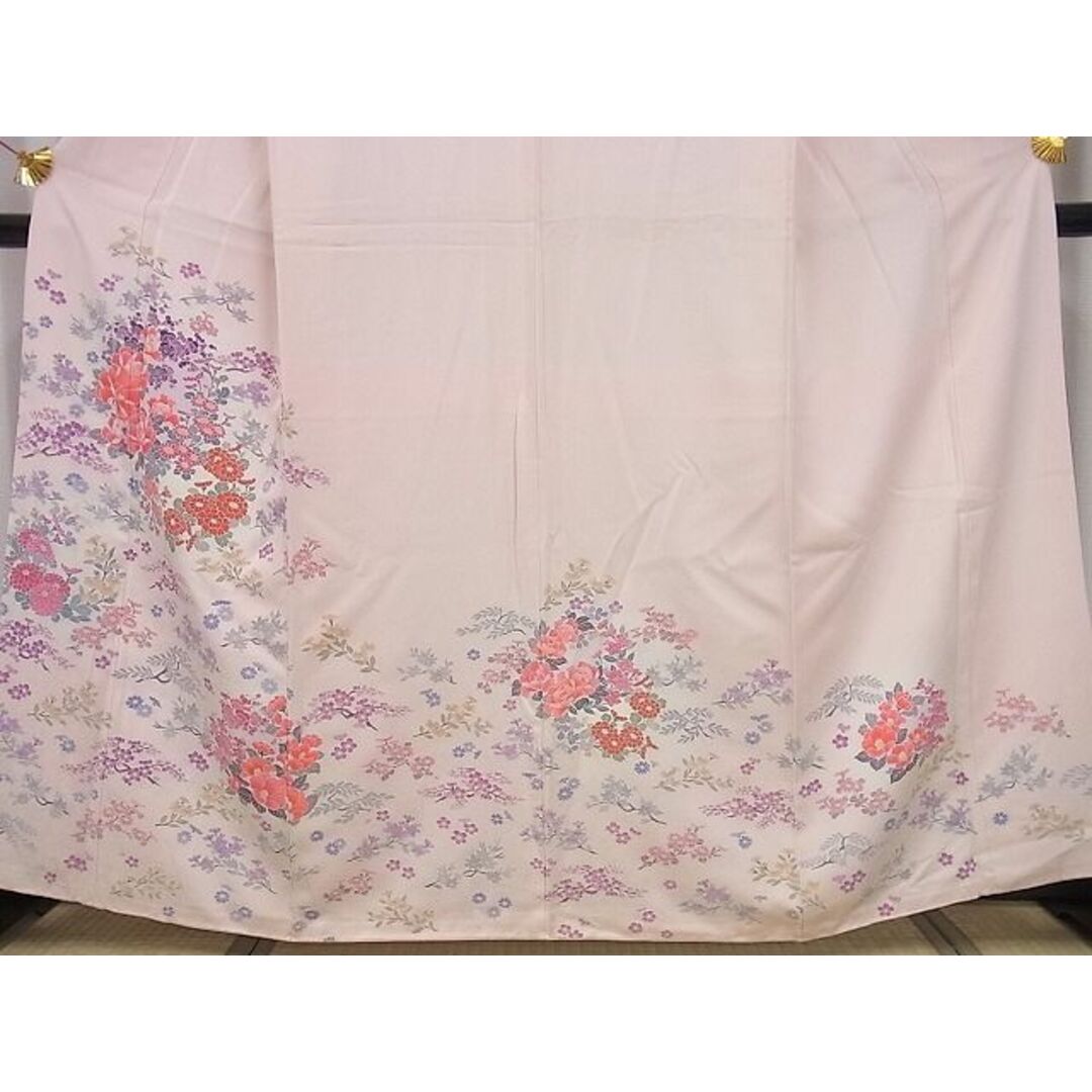 平和屋-こころ店□訪問着 枝花文 暈し染め 着丈161.5cm 裄丈66.5cm