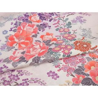 平和屋-こころ店□訪問着 枝花文 暈し染め 着丈161.5cm 裄丈66.5cm