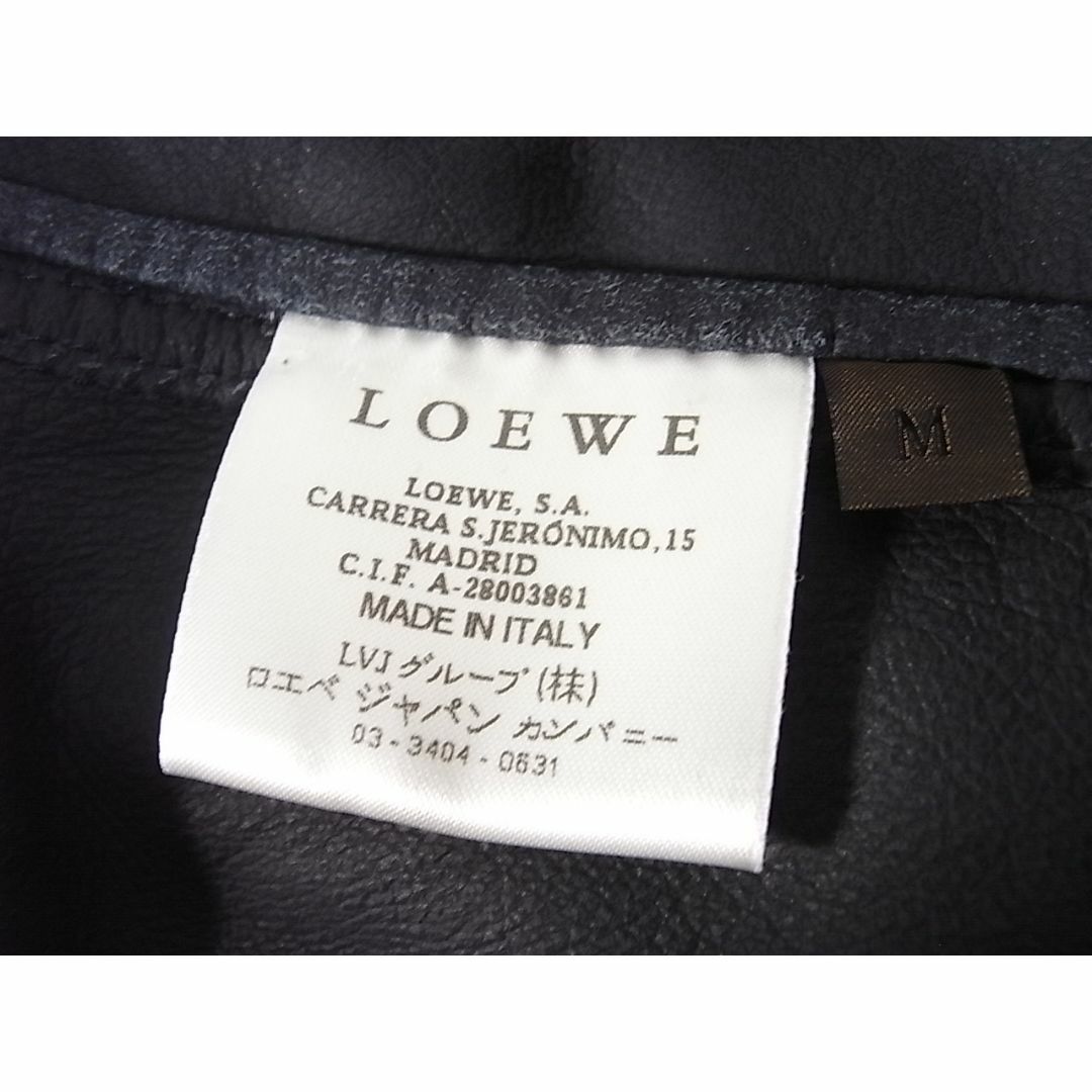 袖口と背面裾に絞り釦付きsizeL相当 ロエベ Loewe ラムレザー製シングルライダース ブルーグレー