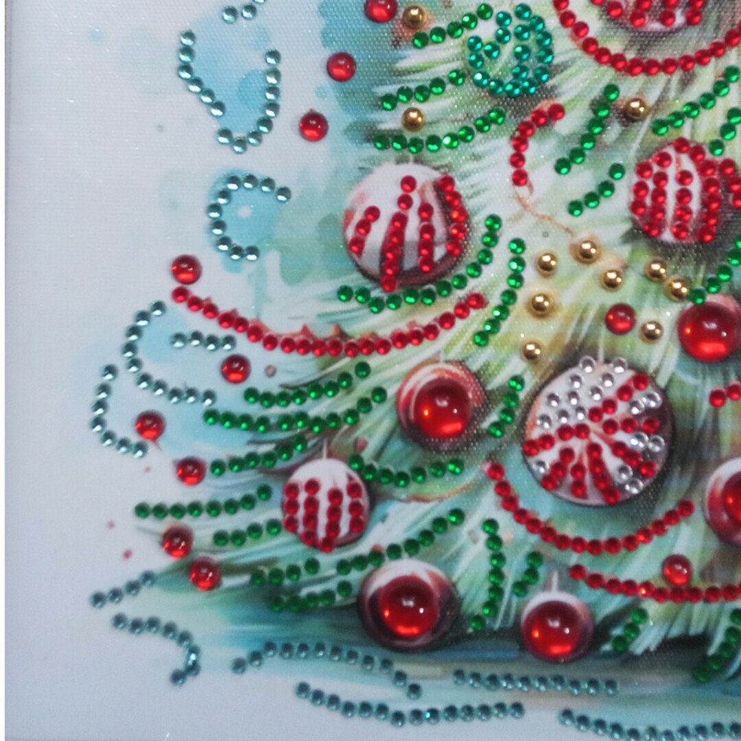クリスマス　クリスマスツリー　ツリー　ダイヤモンドアート　完成品　コルク　飾り ハンドメイドのインテリア/家具(インテリア雑貨)の商品写真