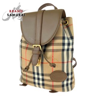 バーバリー(BURBERRY)のBURBERRY バーバリー ノバチェック ブラウン 茶 ベージュ キャンバス レザー リュック ミニリュック レディース 404241 【中古】(リュック/バックパック)