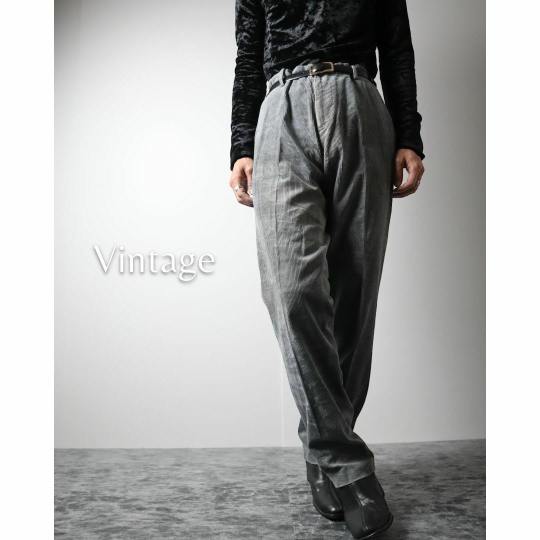 ART VINTAGE(アートヴィンテージ)の【vintage】ストレート コーデュロイパンツ グレー ノータック W35 メンズのパンツ(チノパン)の商品写真
